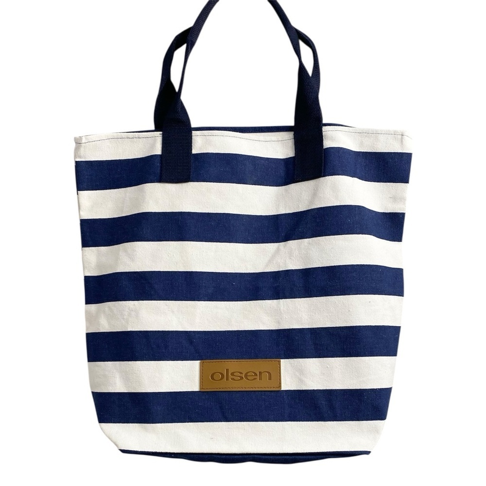 Olsen Navy and White Striped Tote Bag